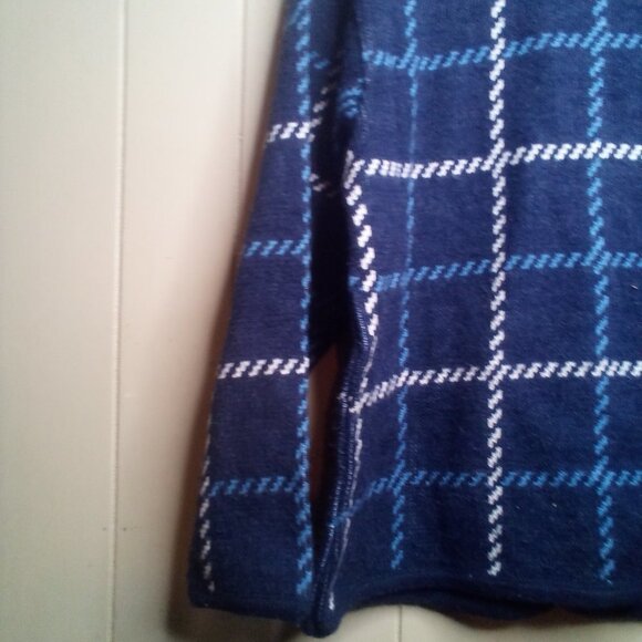 Tally Ho Sweater Cardigan L Button Up Long Sleeve Blue White - Picture 2 of 16